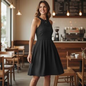 Ann Taylor Loft Women's Sz 4 Round Halter Neck Silky Knee Length Cocktail Dress